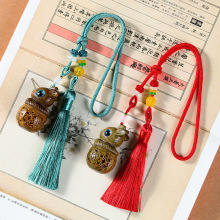 绿檀小鹿香囊一路车挂 镂空雕刻汽车挂件 车载装饰品包包挂饰