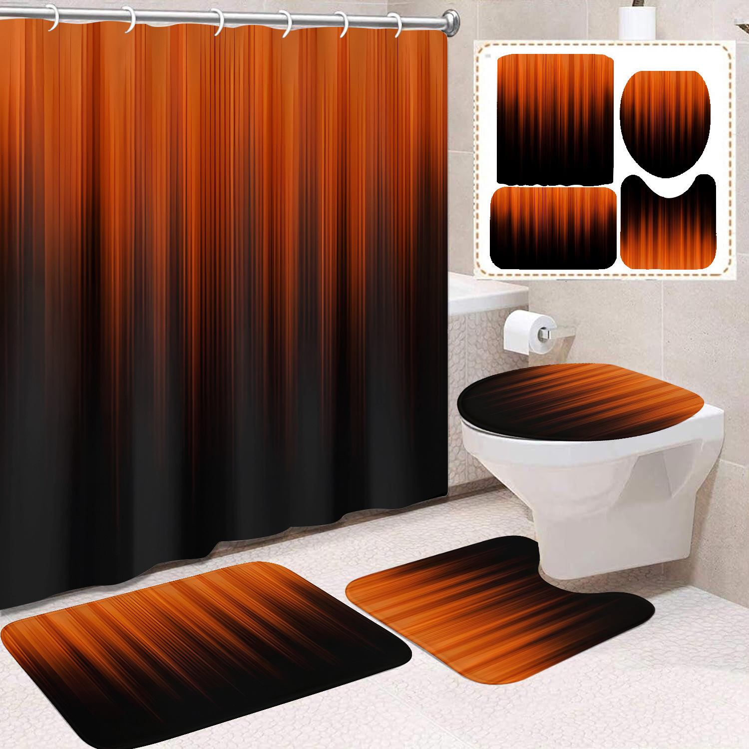 Transfronterizo Amazon cortina de ducha de color degradado cortina de baño letra patrón de mariposa cortina de ducha impermeable y a prueba de moho image 30