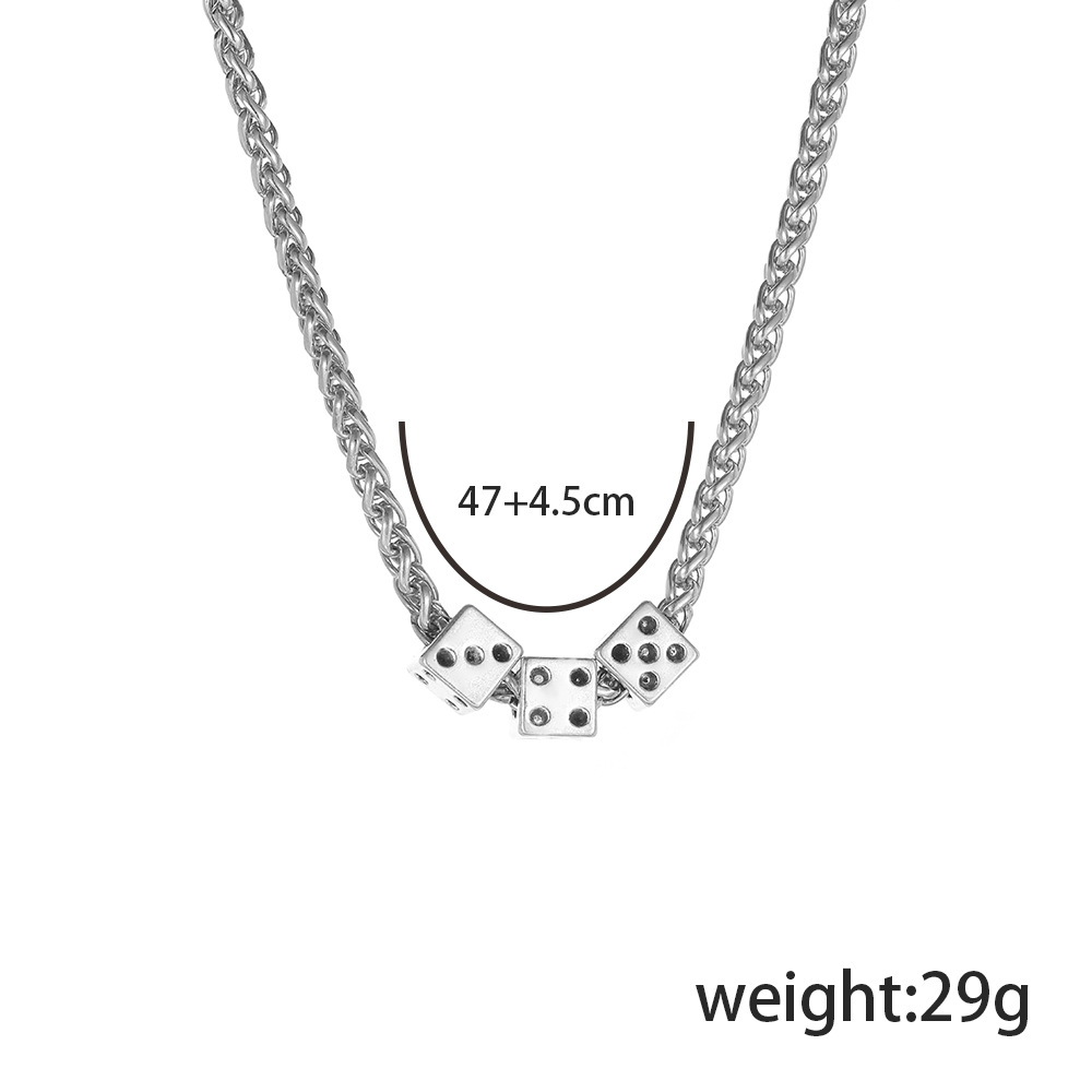 Europe and America Cross Border New Personalized Simple Dice Necklace Fashion Retro Dice Points Pend