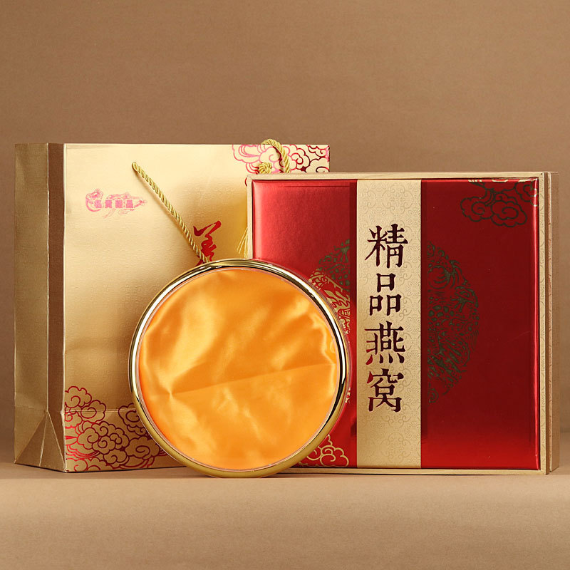 高档红色金色燕窝包装盒透明内盒圆盒燕盏250克500克礼品盒空盒子