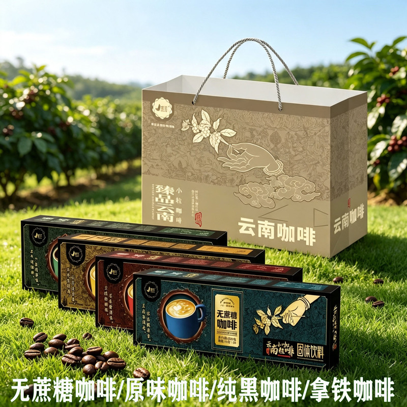Yunnan Specialty Jinglan Buddhist-Style Coffee, Four-Flavor Gift Box Set, Selected High-Quality Arabica Coffee, Direct Sales from the Manufacturer Yunnan Specialty Jinglan Buddhist-Style Coffee, Four-Flavor Gift Box Set, Selected High-Quality Arabica Coffee, Direct Sales from the Manufacturer