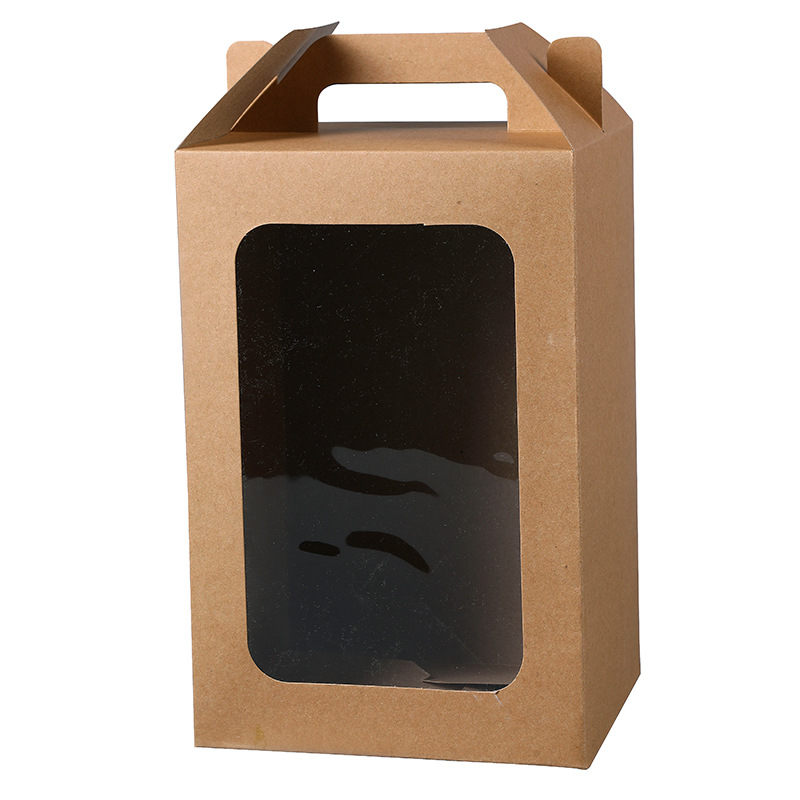 Ventana transparente caja portátil blanco negro multi-especificación en stock tamaño mediano bolsa de ventana de bolsa de embalaje de papel Kraft