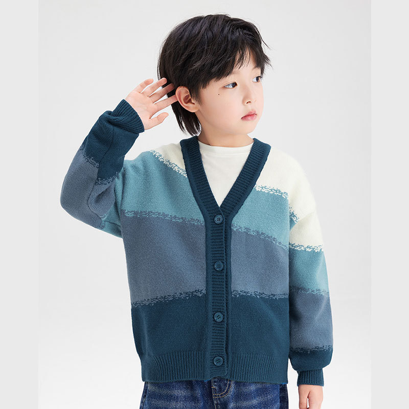 Boys' Sweater Knitted Sweater Autumn and Winter New Style Children's Boys fleece-lined Base Warm Top K2576