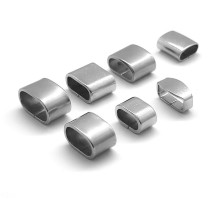 不锈钢椭圆有缝定位圈皮绳手链椭圆套管连接扣定位圈 DIY饰品配件