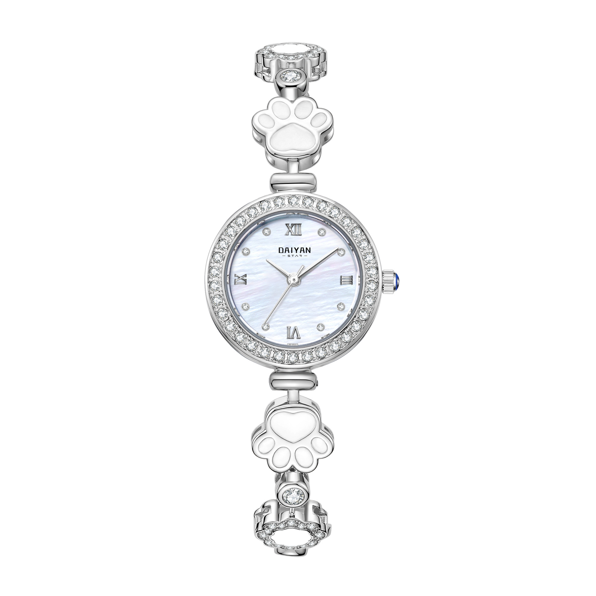 Daiyan Diamond-Encrusted Cat Claw Bracelet Watch for Women, Accessible Luxury Niche Quartz Watch, Exquisite and Fashionable Women's Watch