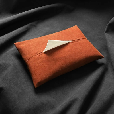 Car Paper Box Central Control Business Armrest Box Car Tissue Box Suede Car Interior Supplies Tissue Bag (Car tissue box/set) - brown