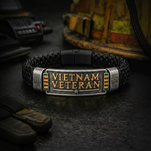 Cross-Border New Model Vietnam Veteran Bracelet 1955-1975 Alloy Woven Men's Military Tag Commemorative Fashion Chain Retro