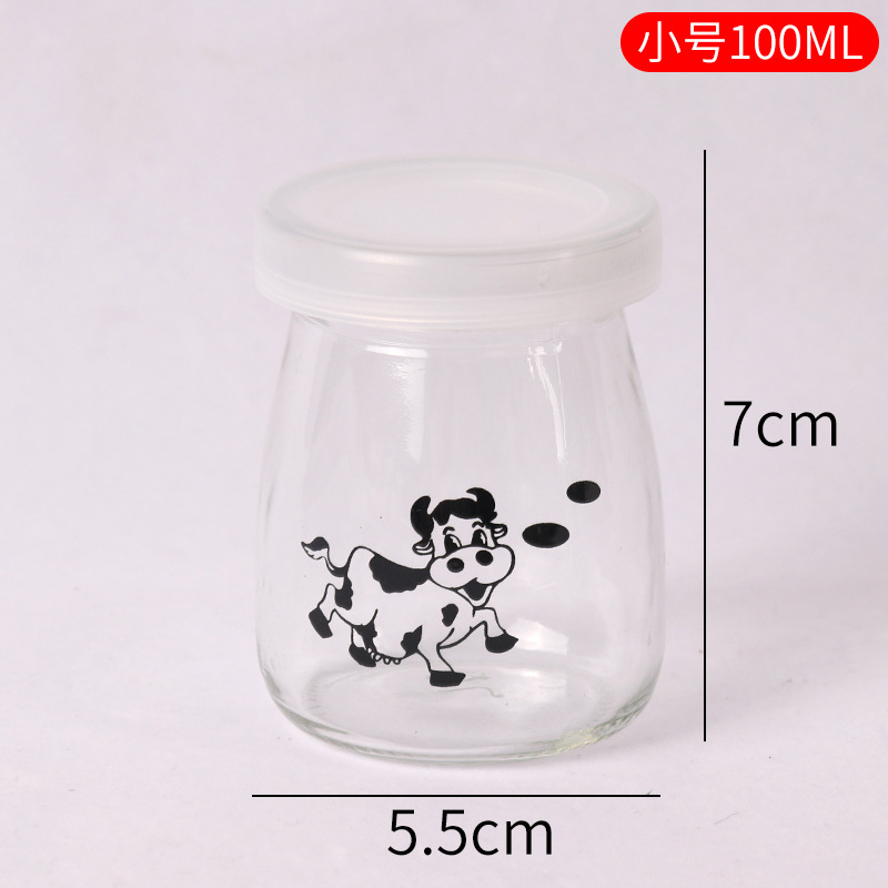 Vaso para pudín con tapa, botella de vidrio para pudín, tarro de miel, gelatina, vaso para mousse de leche de doble capa, vaso para yogur, patrones creativos al por mayor