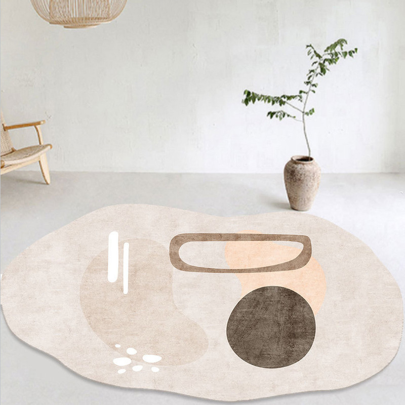 Ins-style irregular wave-shaped faux cashmere rug, simple and dirt-resistant, suitable for living room, sofa, coffee table, bedroom, and bedside decoration