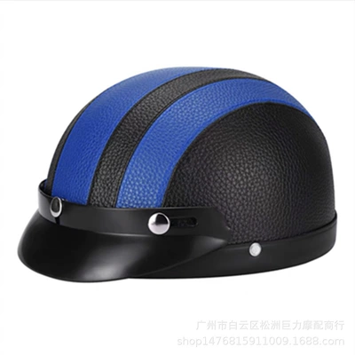 All-Season Unisex Pu Leather Riding – Motosiklet kaskı (dəbilqə) - blue-no-goggles-all-yards