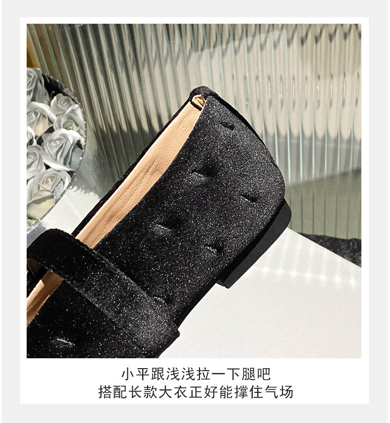Giày búp bê nữ Mary Jane quai ngang mũi tròn đế bằng — Màu đen, Màu đỏ chi tiết 11