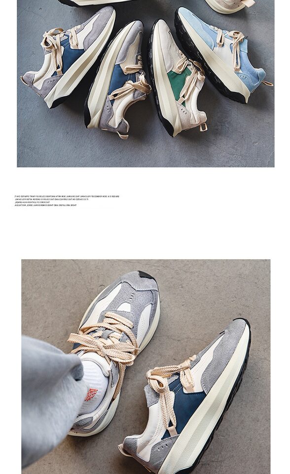 Giày sneaker nam phối màu , nhẹ thoáng khí, đế bệt — màu xanh, màu xám chi tiết 9