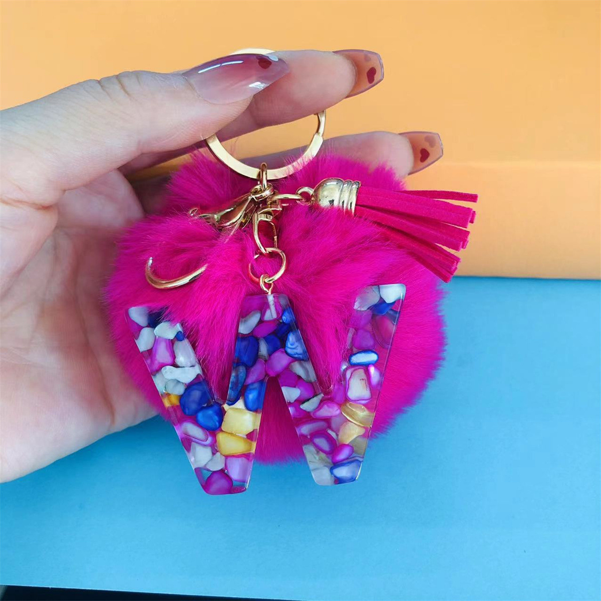 32g Weight Bag Pendant, Keychain Classification 1 Piece Quantity Holiday, Party Occasion Resin Material Letter, Hairball Pattern Unisex Gender Simple Style, Commute Style Simple Style Commute Letter Hairball Resin Unisex Bag Pendant Keychain 17