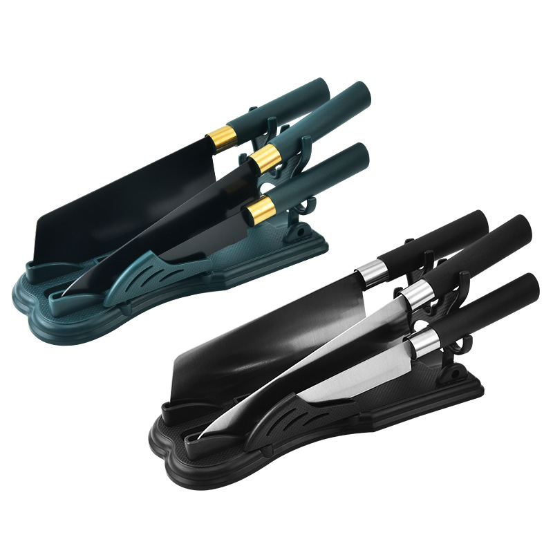 Punto de fábrica Cuchillos de cocina de acero inoxidable Juego de cuchillos en caja de color de cuatro piezas al por mayor Regalos de celebridades de Internet verde