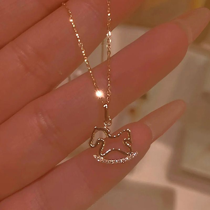 Fairy Tale Little Wooden Horse Necklace for Women, Cute and Artistic Creative Clavicle Chain, Small and Playful Pendant, Little Horse Necklace with Free Shipping Fairy Tale Little Wooden Horse Necklace for Women, Cute and Artistic Creative Clavicle Chain, Small and Playful Pendant, Little Horse Necklace with Free Shipping