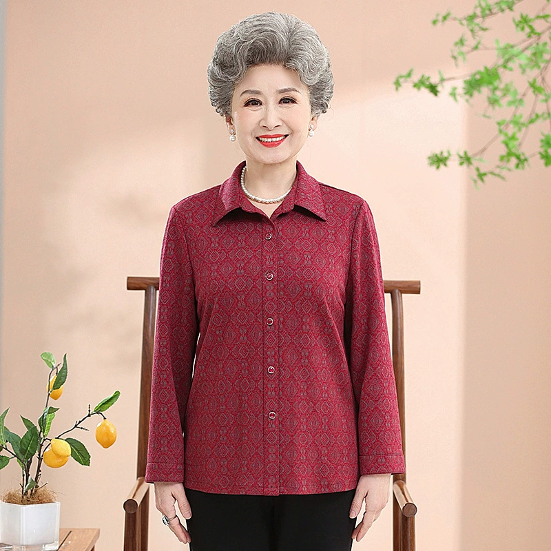 Бабушка весенний новый кардиган с длинными рукавами рубашка старушка одежда пожилой человек свободная мама рубашка куртка женщина