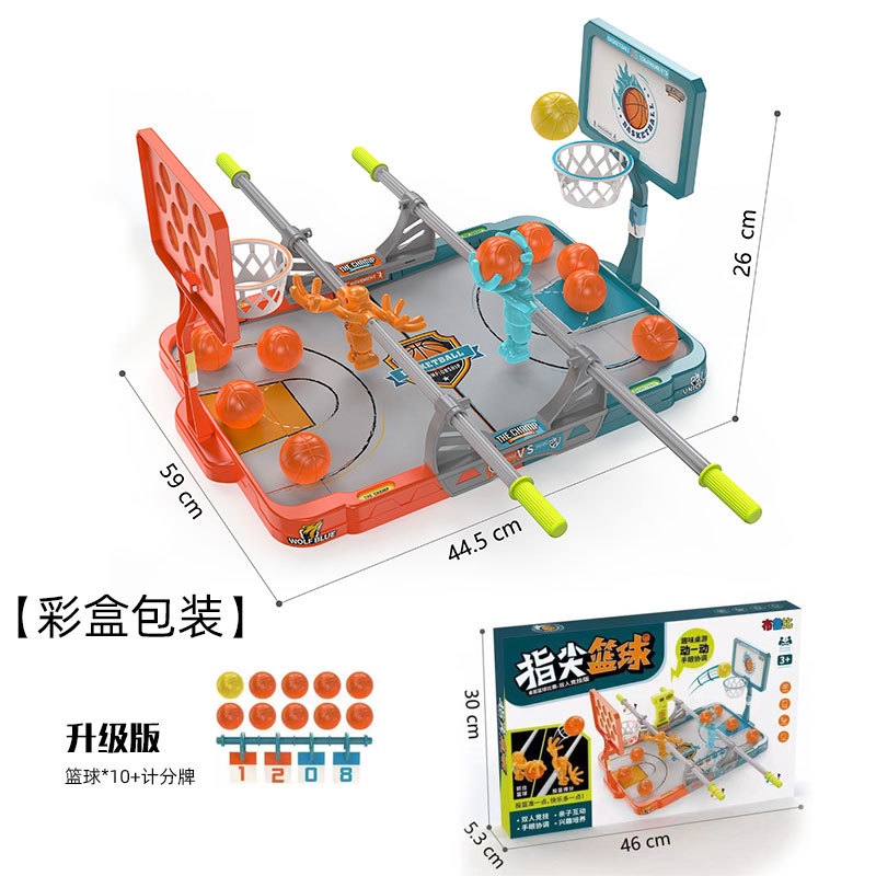 En stock al por mayor creativo competitivo de escritorio dedo baloncesto traje interacción padre-hijo naranja azul goma mini juguete de tiro