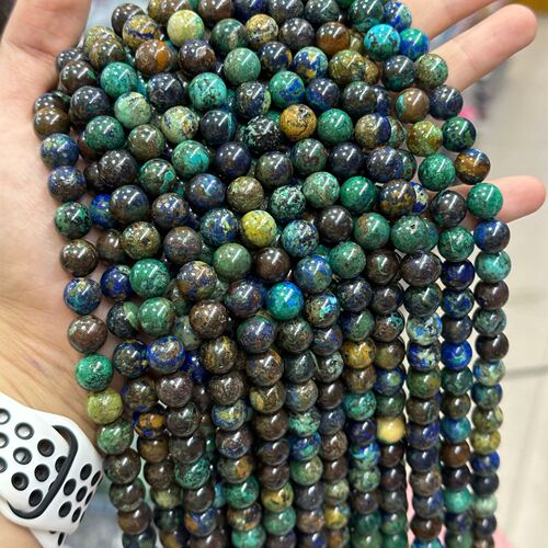 Natural Phoenix Lapis Lazuli Scattered Beads Azurite Malachite Round Beads Azurite Malachite Long Chain