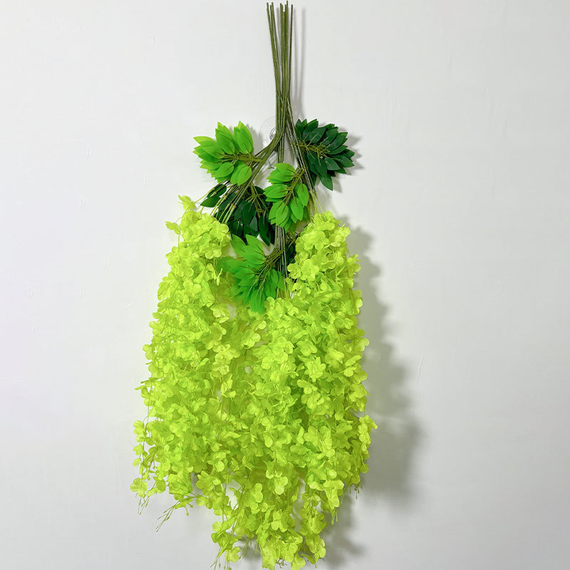 Explosiones transfronterizas simulación de flores de wisteria encriptada decoración de bodas colgantes flores de frijoles falsas flores de viña pasarela colgantes flores de wisteria