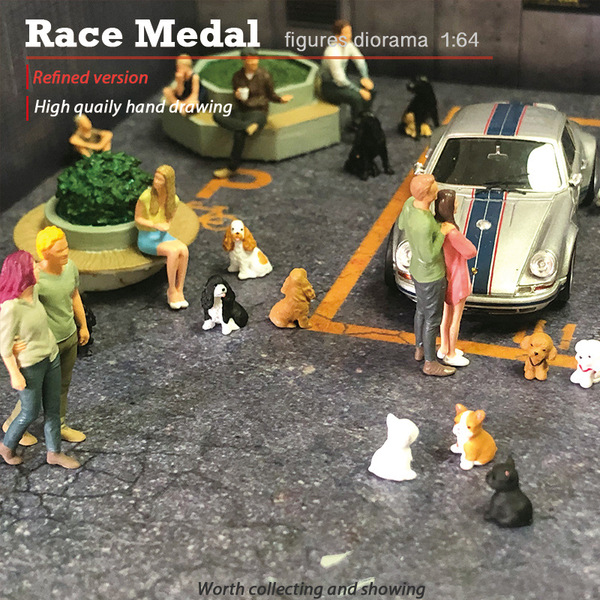 Racemedal1/64 Pet Dog Model Model Model Scenario Carabradi Teddy…