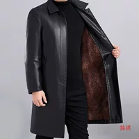 Мужская кожаная куртка 2022, осень и зима, новый стиль, утолщенная кожаная куртка на флисовой подкладке, мужская кожаная куртка, кожаный топ большого размера, куртка из натуральной кожи