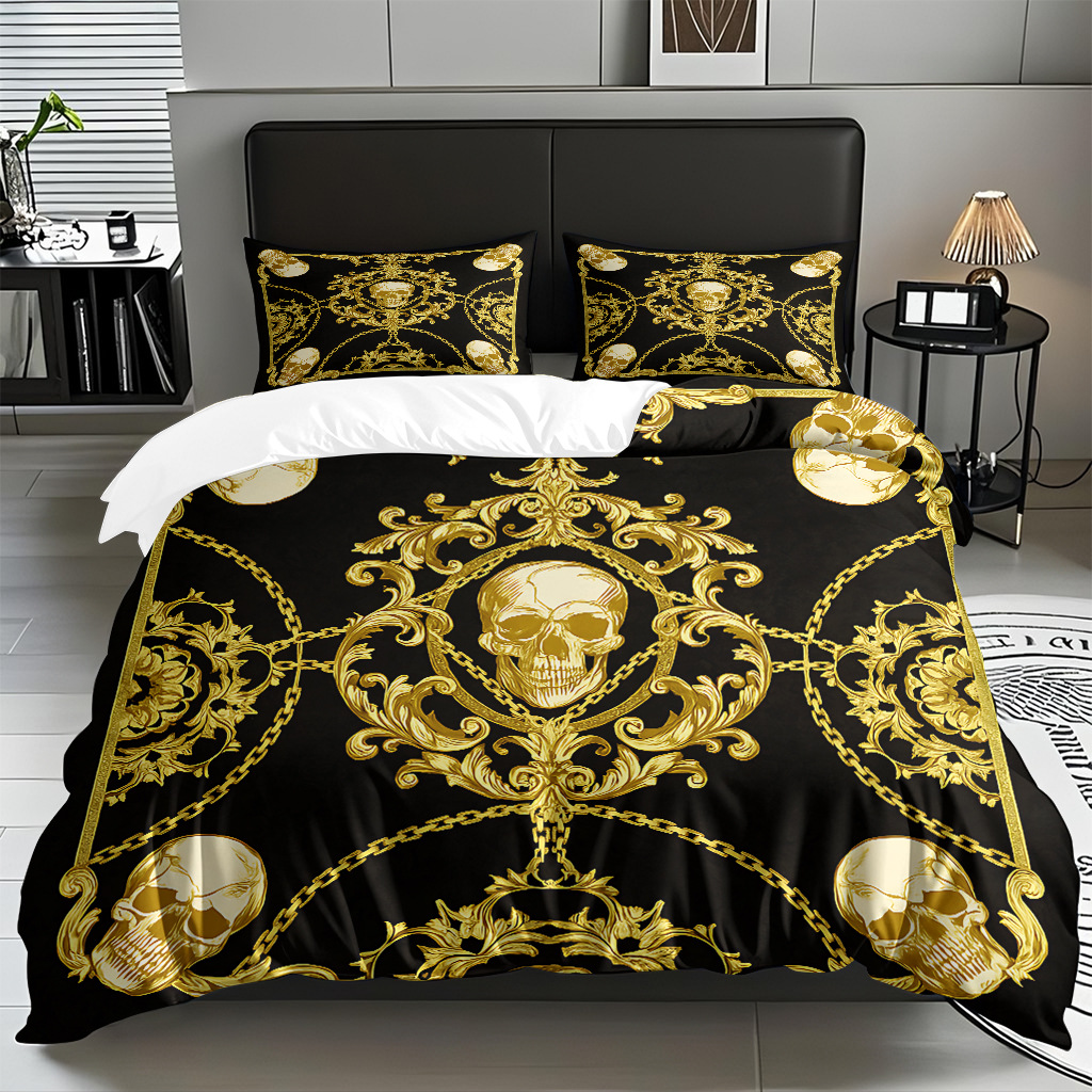 TEMU / JIT transfronterizo hogar cabeza de colcha impresa digital conjunto de edredón abrasivo fuente de ventilación fábrica directa