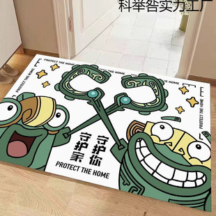 Popular Nezha Entry-Level Floor Mats, Door Mats, Crystal Velvet Home Entrance Carpets, Stain-Resistant Funny Barrier Beast Mats