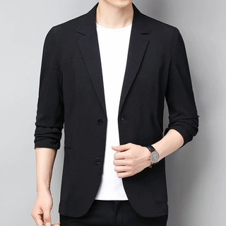 春夏季薄款亚麻休闲小西装男单面外套西服中青年宽松多口袋外套