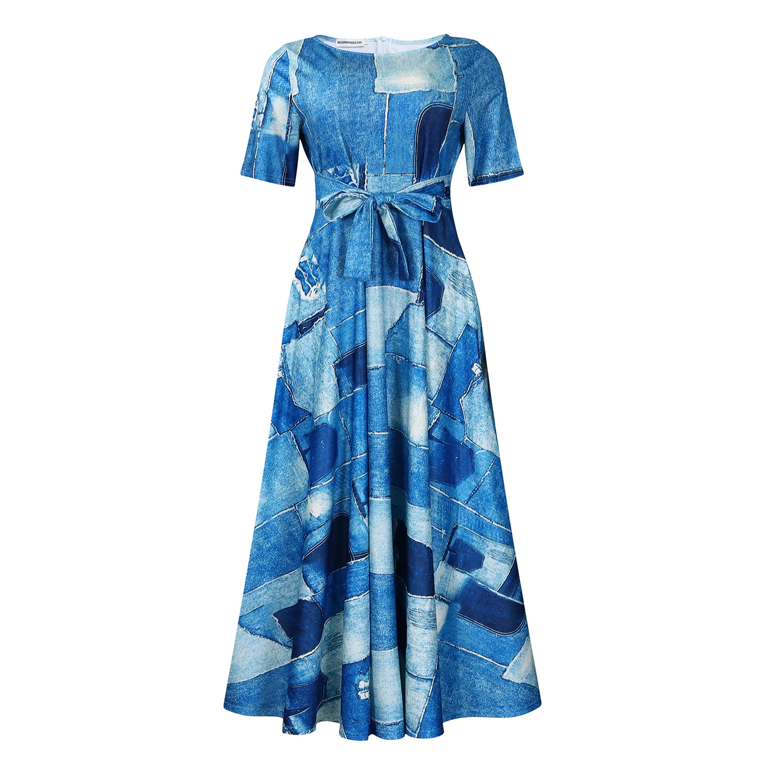 Plus Size African Style Dress Fashionable Short Sleeve A Line Tie Detail Perfect for Summer Events Wholesale