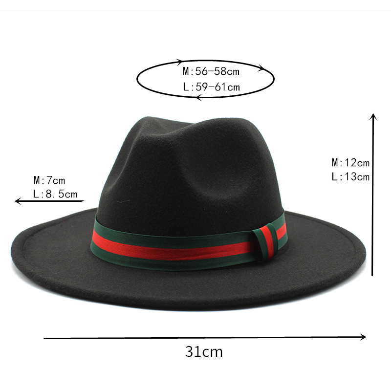 700g Weight Fedora Hat Hats Type Holiday, Daily, Festival Occasion woolen Material Solid Color Pattern All Seasons Season Unisex Gender Casual, Vintage Style Style Flat Eaves Rim Unisex Casual Vintage Style Solid Color Flat Eaves Fedora Hat 无