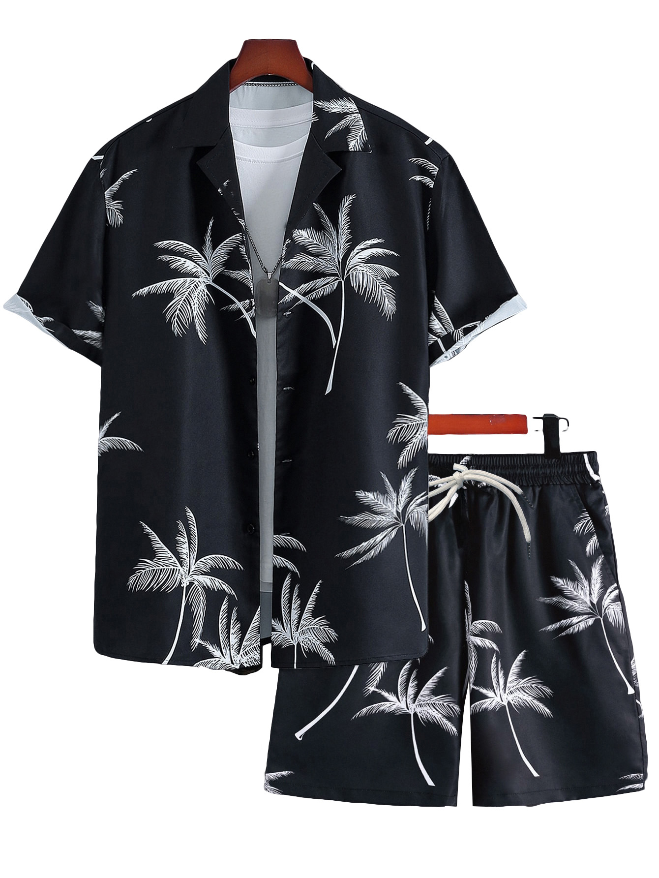 Sommer Set Herren Hemd Mit Kurzarm Und Shorts Im Print Design_voghion.com