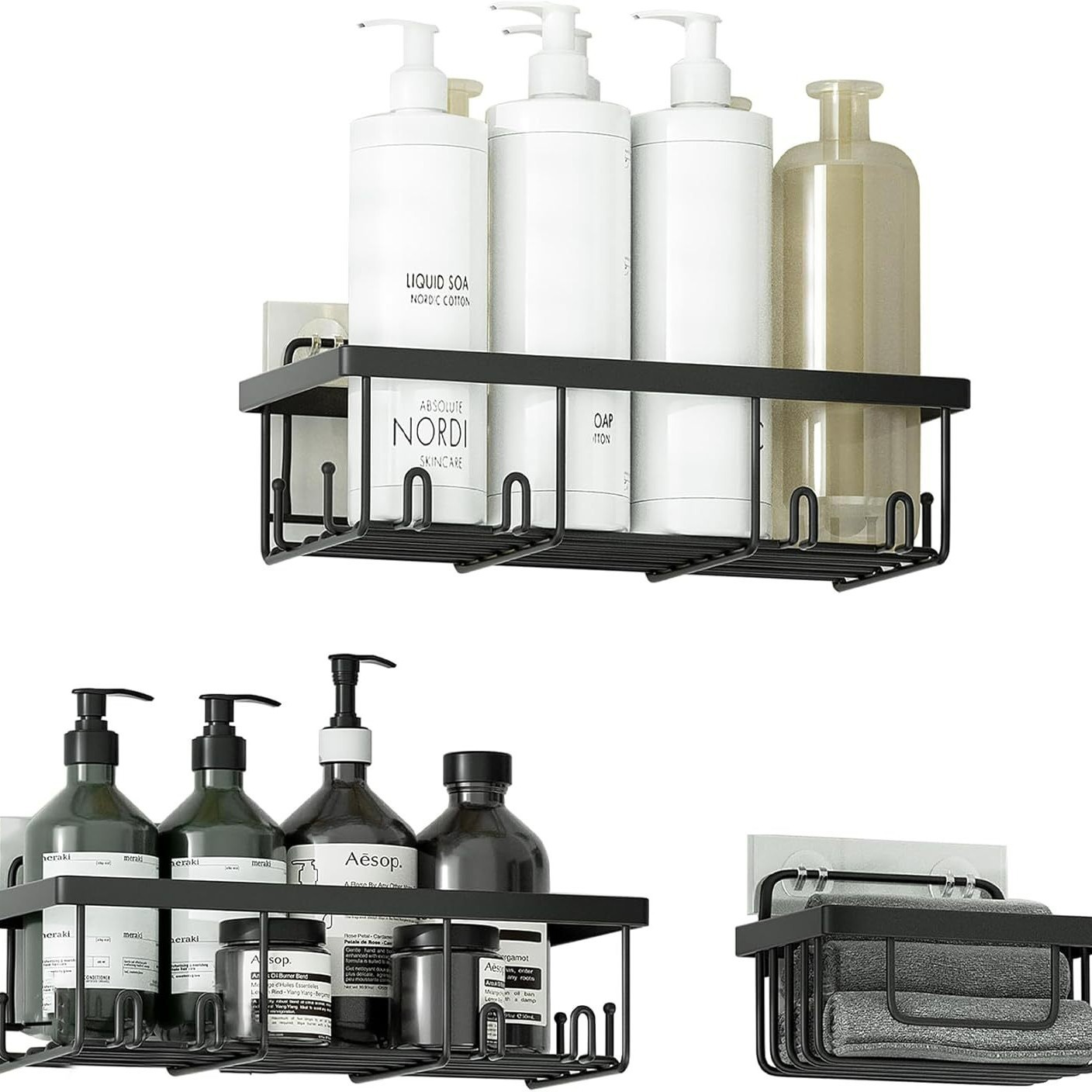 Nuevo estante de baño de hierro forjado sin perforación estante de jabón de baño estante de almacenamiento de gel de baño colgante estante de baño