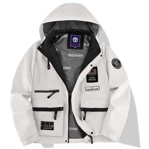 International trade pure color men's casual parka coat autumn and winter hooded jacket men's clothing outerwear outdoor trendy