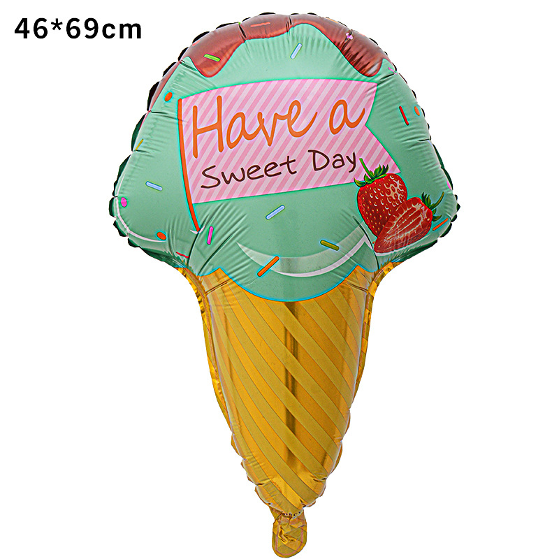 Balón de forma de globo de película de aluminio de forma de helado fiesta de verano decoración de aluminio para niños