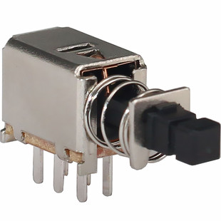 6-Pin Vertical Handle High Shell Black Button Self-Locking Key Switch Fixed Double-Row Miniature Metal Self-Locking Switch