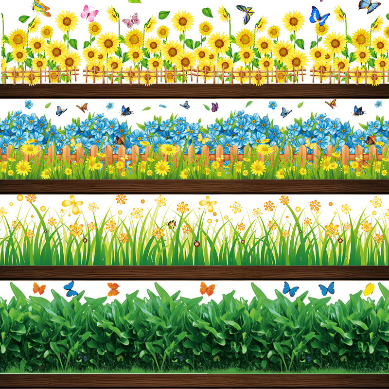 Autoadhesivo dibujos animados línea de pivote línea de cintura pegatinas de pared pegatinas de pared decoración de la habitación de los niños de jardín de infantes