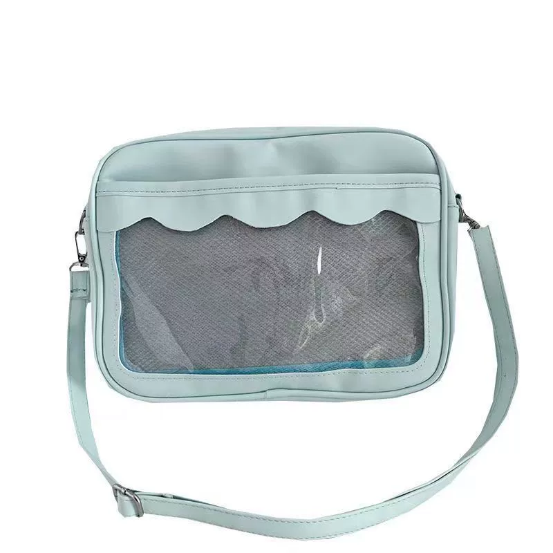 PU Transparent One-Shoulder Crossbody Bag, 28×20×7 cm, Japanese-style Cute Cartoon DIY