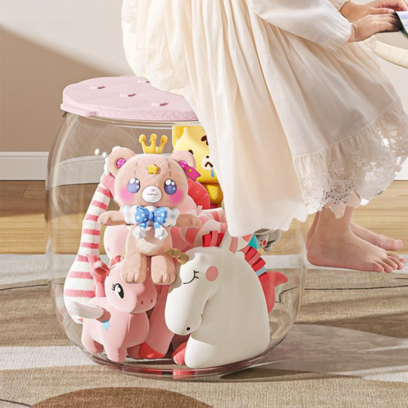 人形収納バケツぬいぐるみ布リビングルーム子供のおもちゃ大型人形収納ボックス透明収納スツール|undefined