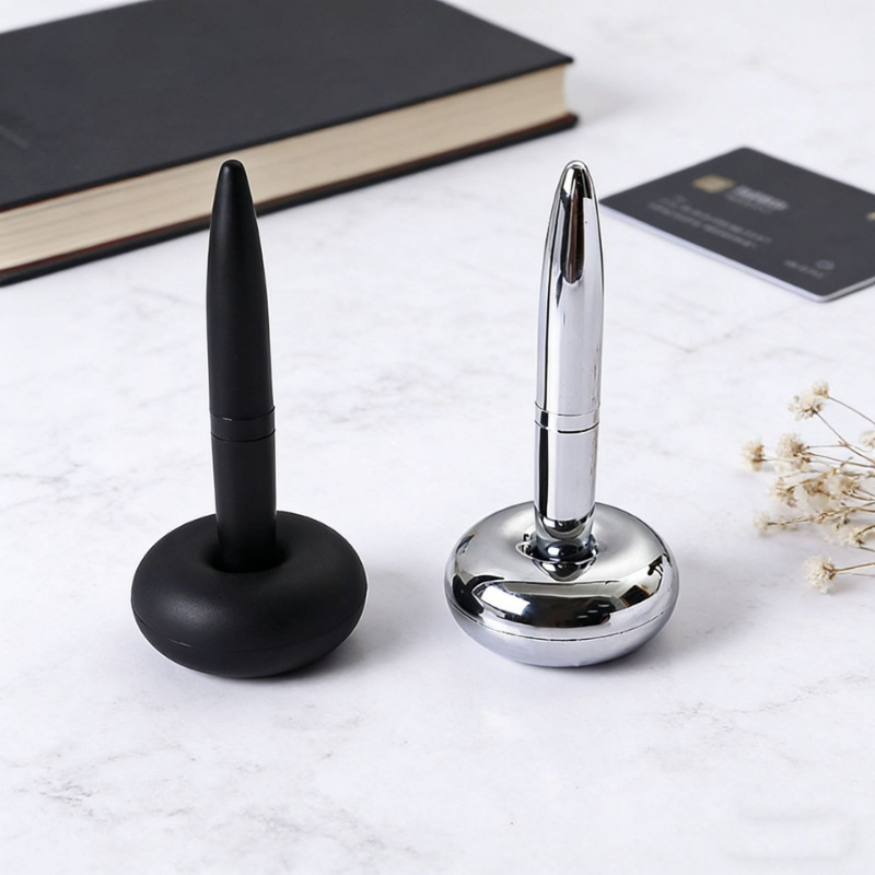 Hot-Selling Wholesale Black and Silver Floating Desk Pens with Logo Printing for Business, Office, Bank, Hotel, and Guesthouse Signature Ballpoint Pens