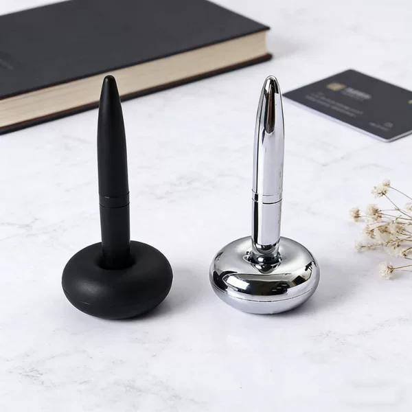 Hot-Selling Wholesale Black and Silver Floating Desk Pens with Logo Printing for Business, Office, Bank, Hotel, and Guesthouse Signature Ballpoint Pens