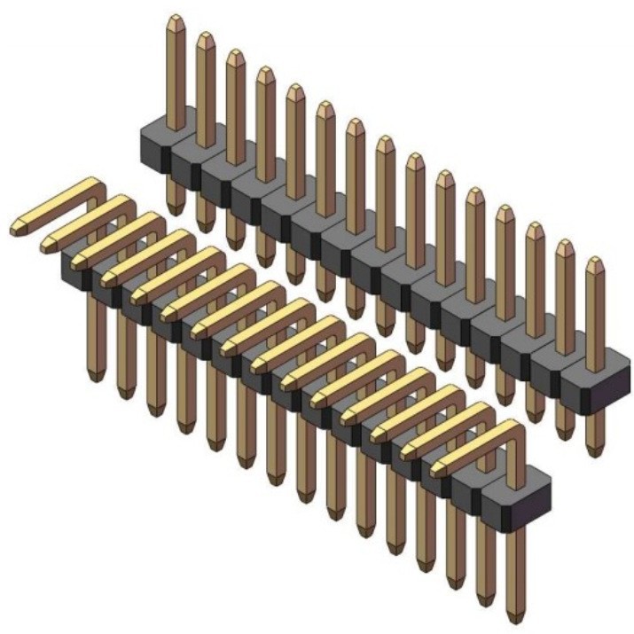 1.27mm 0.40孔排针 单排 180度直针/90度弯针