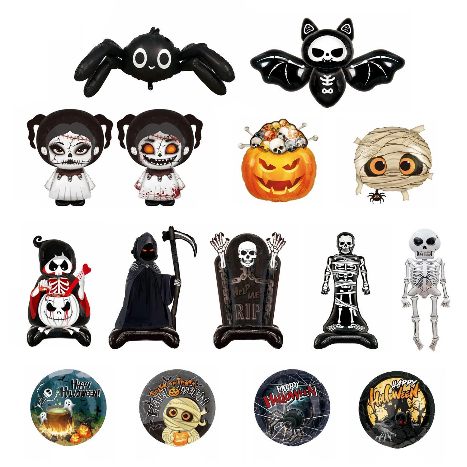Новый кросс-борт Halloween тыква призрак тыква летучая мышь череп мумия большой стоящий алюминиевый фольга шарик
