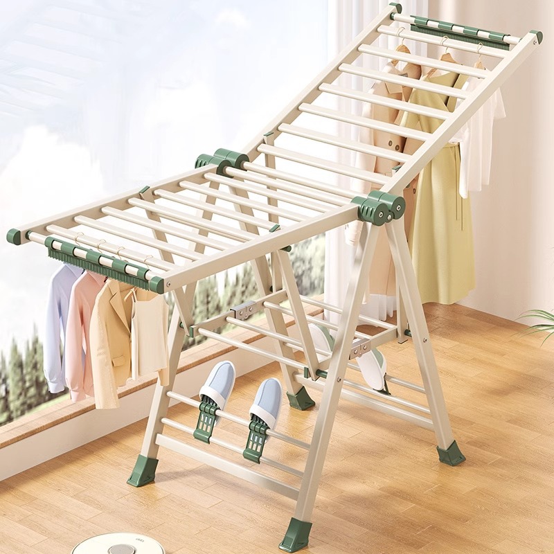 Floor-Standing Clothes Drying Rack for Balcony, Home Indoor and Outdoor Foldable Clothes Hanger, Thickened Clothes Rod for Drying Quilts and Hanging Clothes