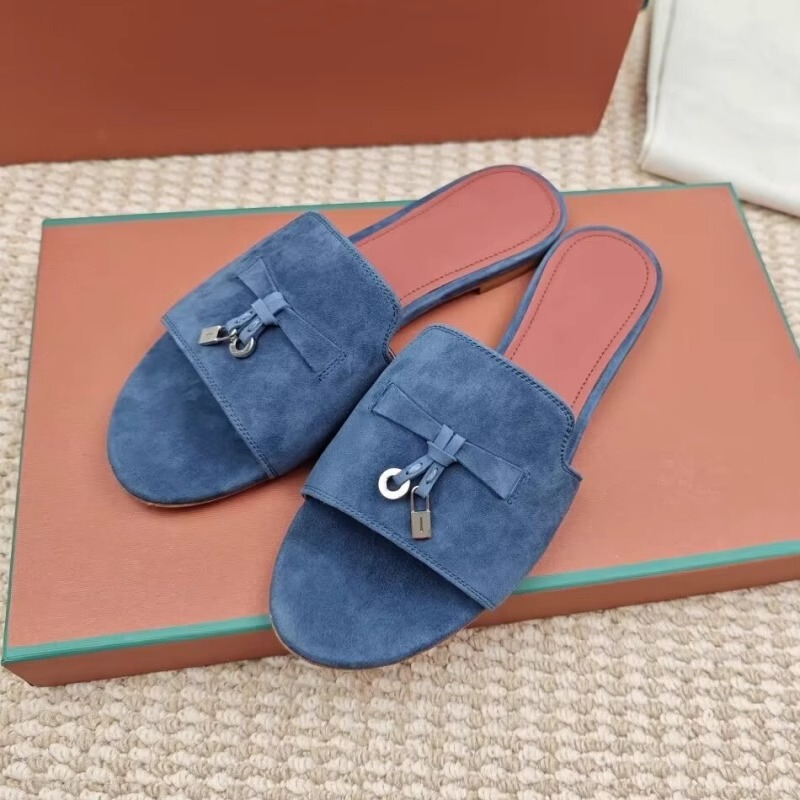 LP Flat Bottom Half Slippers Women's 2025 Summer New Tassel Buckle Versatile Thick Heel Open Toe Lazy Slippers Women's Sandals LP Flat Bottom Half Slippers Women's 2025 Summer New Tassel Buckle Versatile Thick Heel Open Toe Lazy Slippers Women's Sandals