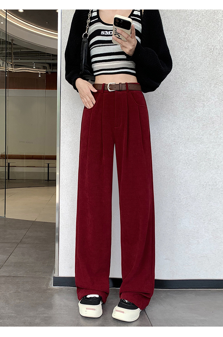 Dames pantalon met wijde pijpen van pluche herfst en winter_voghion.com