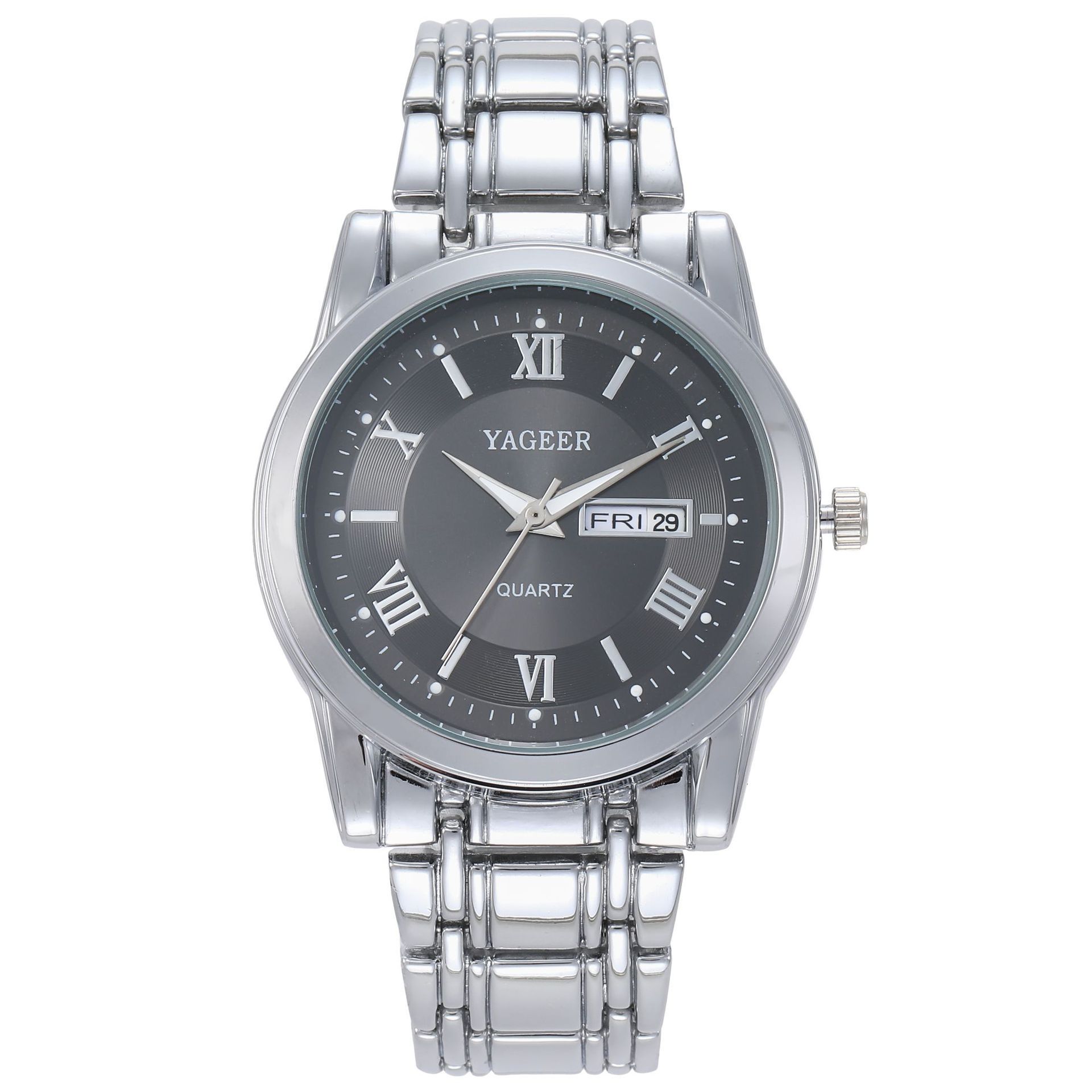 New Men's Watch steel belt waterproof casual double calendar retro men's watch luminous business quartz watch_voghion.com