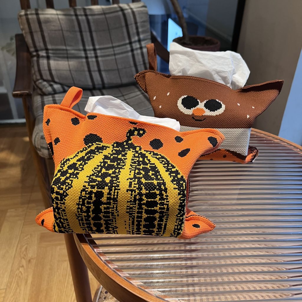 Light Luxury Knitted Tissue Bag, Large-Capacity Woven Bag, Car-Mounted Home Office Hanging Tissue Box, Knitted Bag Gift Bag