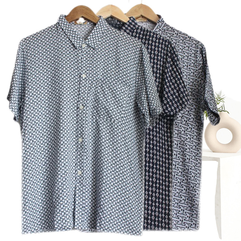 Cotton Silk Shirt for Middle-Aged and Elderly Men, Artificial Cotton Short-Sleeve Cardigan, Casual Summer Cool Turn-Down Collar Shirt with Pocket Cotton Silk Shirt for Middle-Aged and Elderly Men, Artificial Cotton Short-Sleeve Cardigan, Casual Summer Cool Turn-Down Collar Shirt with Pocket