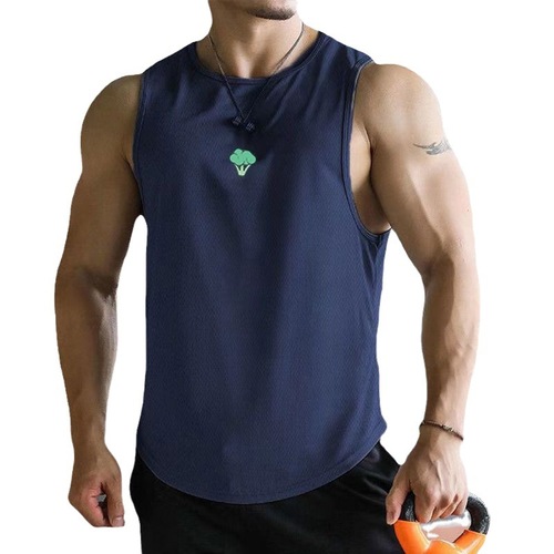夏季男潮牌健身衣服西兰花元素训练速干运动跑步无袖T恤坎肩背心