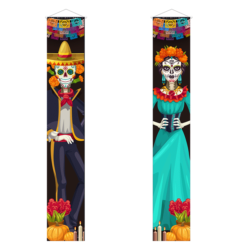 アマゾンのハロウィンのカーテンのクリスマスの対聯のハロウィンの対聯の横断幕の旗は支持して商品を作ります。|undefined